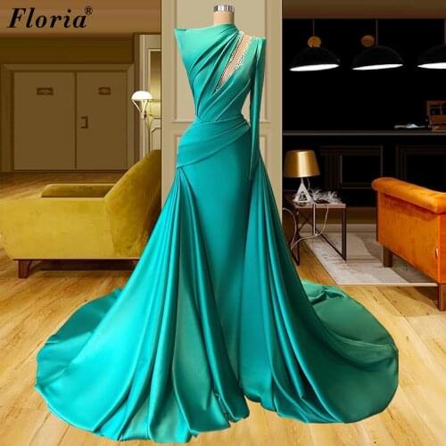 Muslim Green Celebrity Dresses One Shoulder Dubai Red Carpet Runaway Dresses For Women Prom Party Dresses вечернее платье 2021