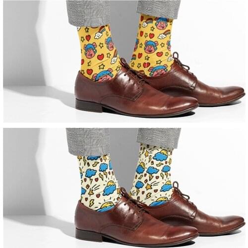 Classic Hot Sale Men Socks Casual Gentleman High Quality Color Cartoons Happy Socks Business Party Dress Socks For Men