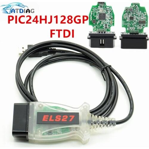 Newest ELS27 FORScan Works For Ford/Mazfa/Lincoln/Mercury ELS 27 Scanner Green PCB FTDI Chip+PIC24HJ128GP Free Ship
