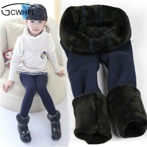 New Winter Girls Warm Thick Warm Leggings Children Pants Kids Elastic Waist Colorful Plus Velvet Leggings Pants
