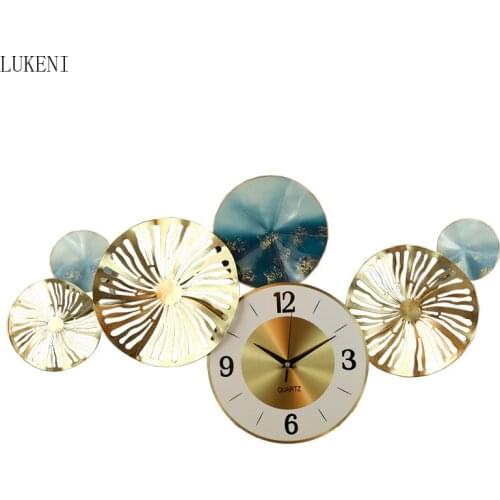 New Chinese Porch Pendant Wrought Iron European Style Living Room Interior Decoration Wall Clock Panel Decoration Creative Home