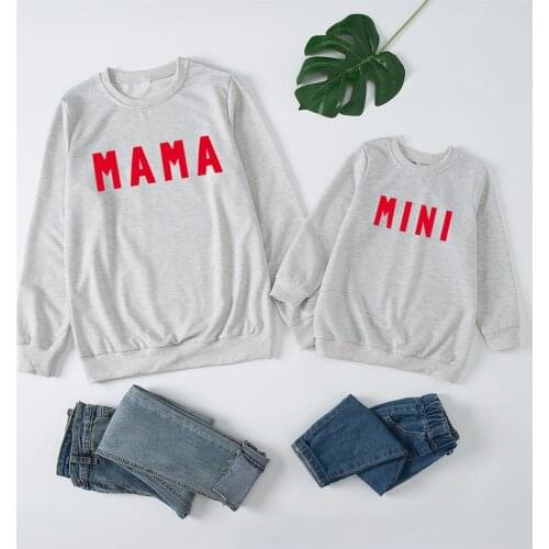 Mother Daughter Matching Sweatshirts Family Set Mama Mini Sweaters Mom Baby Mommy and Me Clothes O-Neck Women Girls Cotton Tops