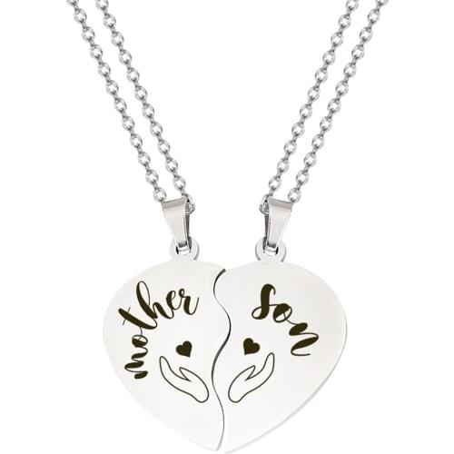 Mother Daughter Necklace Set Of 2 Broken Heart Mom And Me Jewelry "Mama, Mamas Mini" Mom Daughter Stainless Pendant Necklaces