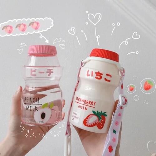 FSILE Girl Heart Oblique Plastic Cup Japanese Drink Cup Cute Student Water Cup Female Child Portable Portable Cup Kettle