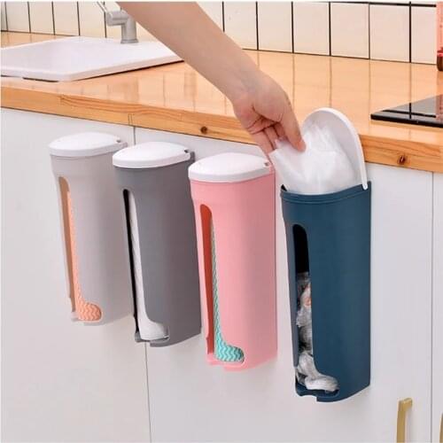 Plastic Garbag Bag Holder Stand Rubbish Trash Bag Basket Wall Mounted Hanging Storage Box Organizer Rack Kitchen Accessories
