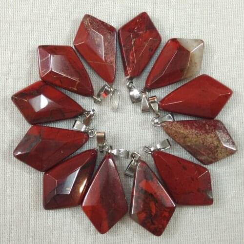 2016 New fashion High Quality natural rainbow stone rhombus cut surface Pendants Charms for jewelry making 12pcs/lot free