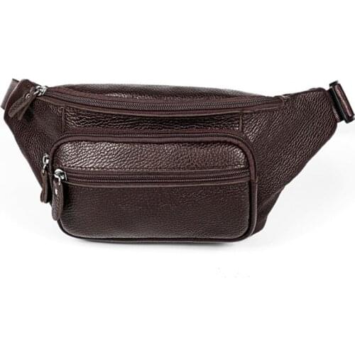 Waist Bag Men Genuine Leather Fanny Packs Fashion Belt Bum Bag Male Phone Pouch Chest Bag Mini Waist Back Pack Gift For Man