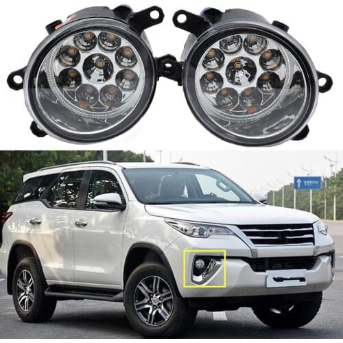 1pair H11 Car Styling Fog Light LED Light Daytime Running Light DRL White Yellow For Toyota Fortuner 2015 2016 2017 Halogen lamp