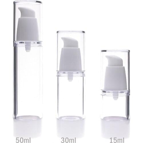 15ml 30ml 50ml Empty Plastic Cosmetic Bottle Travel Liquid Bottles Transparent Airless Pump Vacuum Toiletries Container