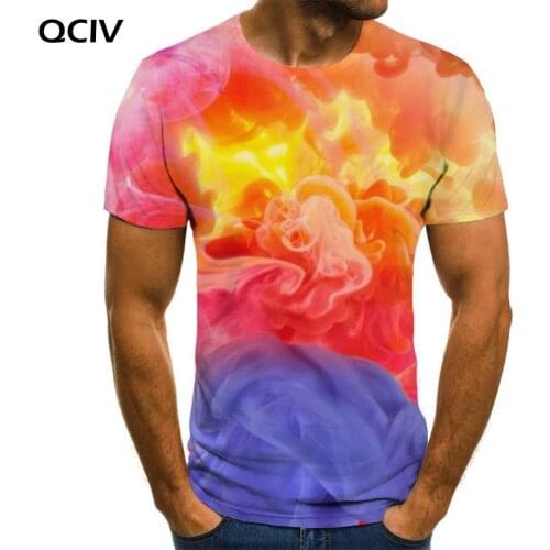 QCIV Brand Smoke T shirt Men Colorful Anime Clothes Pigment T-shirts 3d Retro Funny T shirts Mens Clothing summer Cool Style