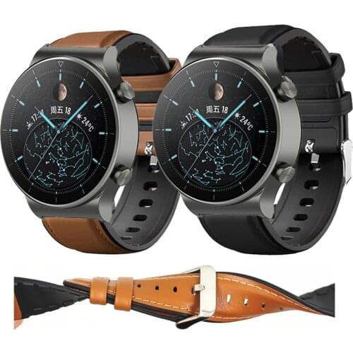 Watch Band 22mm Genuine Leather Strap For Huawei GT 2 GT2 Pro Watch Strap Replacements Honor Magic 1 2 46mm Watch Mens Strap