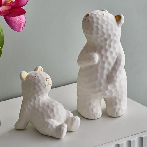 Nordic Home Decor Bear Figurines Miniatures Home Decor Ornament Ceramics Accessories Decoration Crafts for Living Room Decor