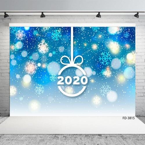 Snowflake Flare Bokeh Blue Photo Backdrop Customized Backgrounds for Children Baby New Year Party Photography Props Photoshoot