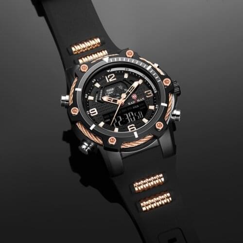 Top Luxury Brand Men Watch Quartz Male Dual display Clock Design Sport Watch Full Stainless Steel Wristwatch clock Reloj Hombre