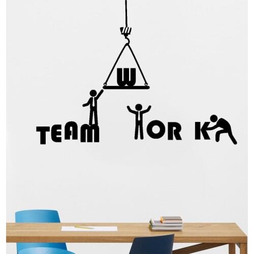 Vinyl Wall Decal Teamwork Word Office Inspiration Motivational Waterproof Stickers Cartoon Style People Home Decoration Z293