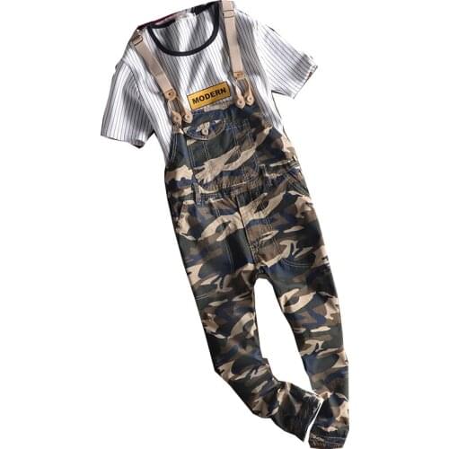 Military uniform camouflage jumpsuit mens jumpsuit Japan ankle length hip-hop big pocket tight overalls trousers youth clothing
