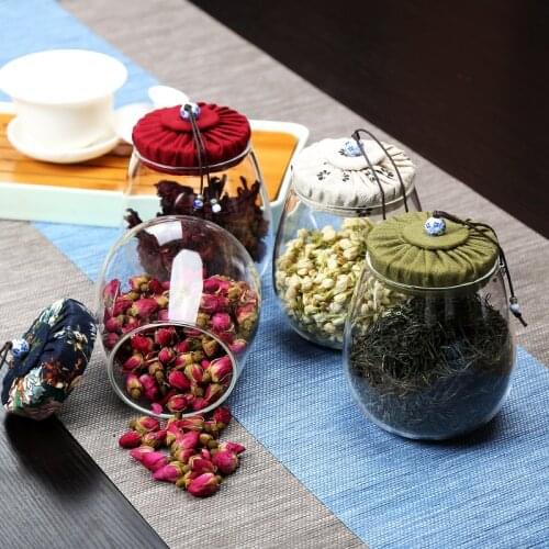 High Boron Silicon Glass Tea Pot Scented Tea Pu 'er Tea Pot Cloth Cover Household Glass Tea Storage Bottle Tea Bag Storage Box