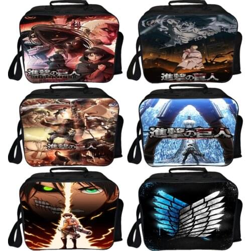 High Quality Anime Attack on Titan CHRONICLE Lunch Bag Kids Portable Insulated Thermal Picnic Pouch Students Cartoon Lunch Box