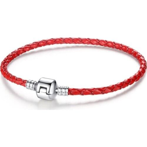 YSH new 100% 925 Sterling Silver Couple bracelets DIY color leather fit Original charms beads 2020 fashion Jewelry Free shipping