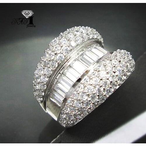YaYI Jewelry Fashion Princess Cut 4.8 CT White Zircon Silver Color Engagement Rings wedding Rings Party Rings