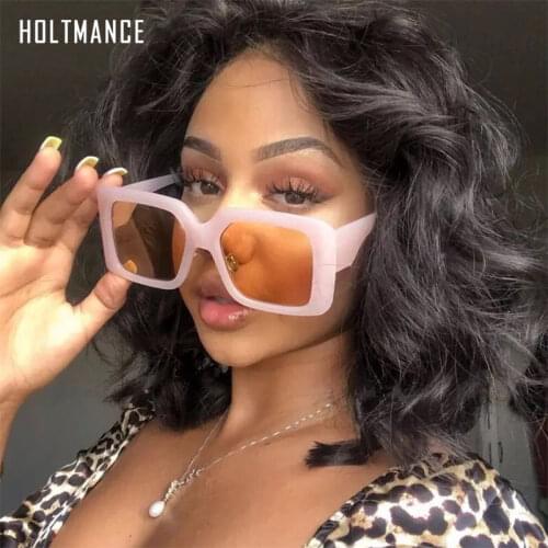 Largesize Pink Fashion Vintage Sunglasses Women Square Trend Brand Designer Decoration Glasses Gradient Shades Eyewear UV400
