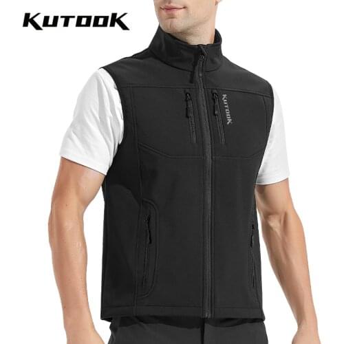 KUTOOK Outdoor Vest Sports Sleeveless Vest Jacket Thermal Fleece Soft Shell Fishing Hiking Camping Clothes New Men Autumn Winter