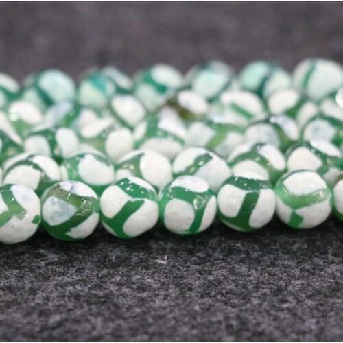 10mm 38pcs/lot, TOP Quality ! White Green Handmade Loose Spacer Round Natural Stone Beads Bracelet DIY Jewelry Making