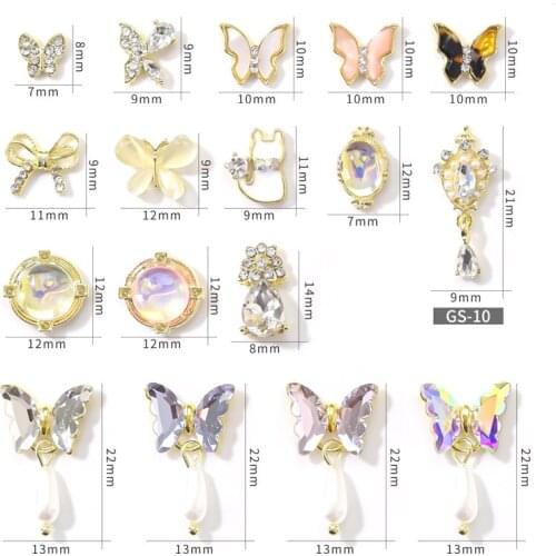 10pcs Nail Charm Alloy Diamonds 3D Nail Art Decorations Shiny Crystal Jewelry Designs Manicure DIY Accessory Nail Jewelry YTC-23
