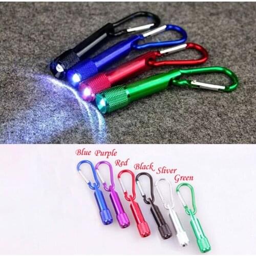 100 Pcs Mini small LED Carabiner flashlight torch clip key chain Camping Hiking glare mini led flashlight Free Shipping by DHL