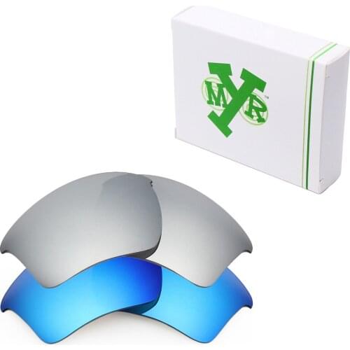 2 Pairs Mryok POLARIZED Replacement Lenses for Oakley Half Jacket 2.0 XL Sunglasses Ice Blue & Silver Titanium