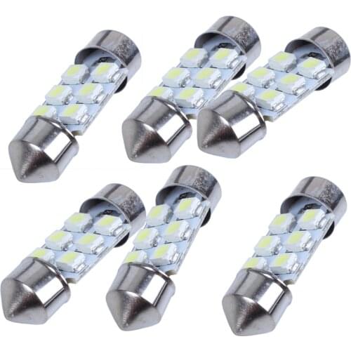 6 Pcs 31mm 3528 6 SMD White Dome Festoon Car LED Light 3022 Internal