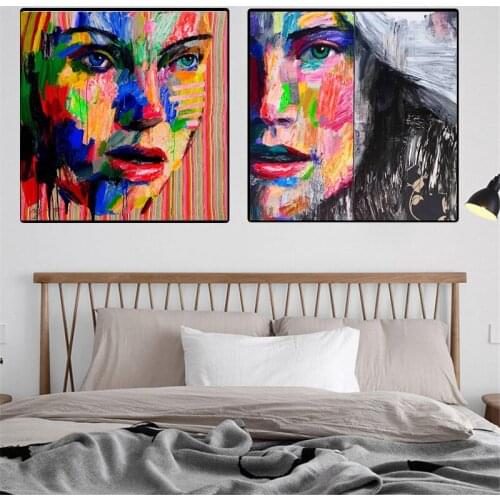 Abstract Womens Portrait Graffiti Street Art Canvas Paintings on The Wall Art Colorful Girl Face Posters and Prints Home Decor