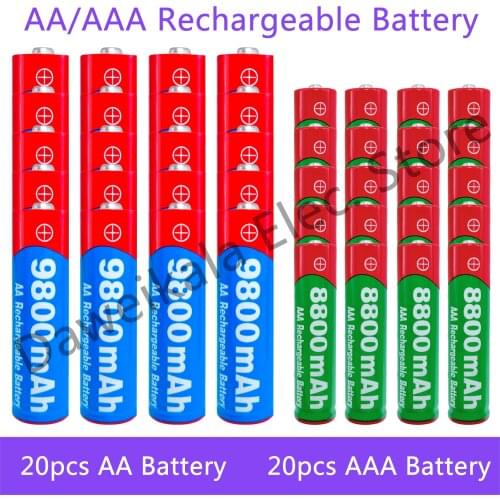 AA + AAA rechargeable AA 1.5V 9800mAh/1.5V AAA 8800mAh Alkaline battery flashlight toys watch MP3 player replace Ni-Mh battery