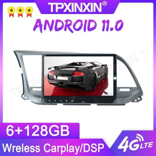 Android 11 6+128G For Hyundai Elantra 2016- 2018 GPS Car Multimedia Player Headunit Audio Radio Navigtion Tape Recorder
