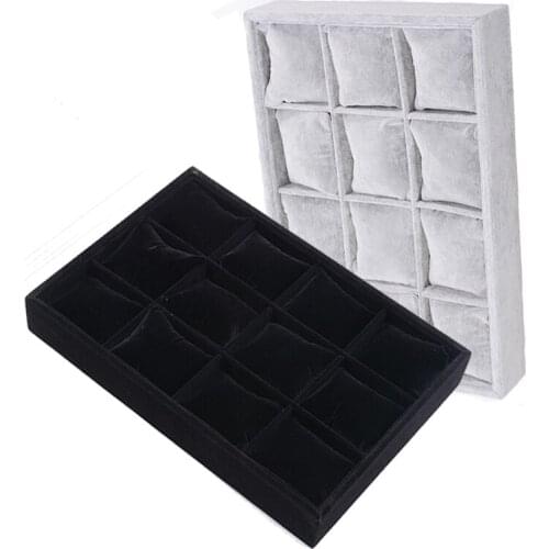 12Grid Large Capacity Velvet Watch Box Jewelry Display Storage Box OrganizerRectangular Jewelry Storage Box Bracket Accessories