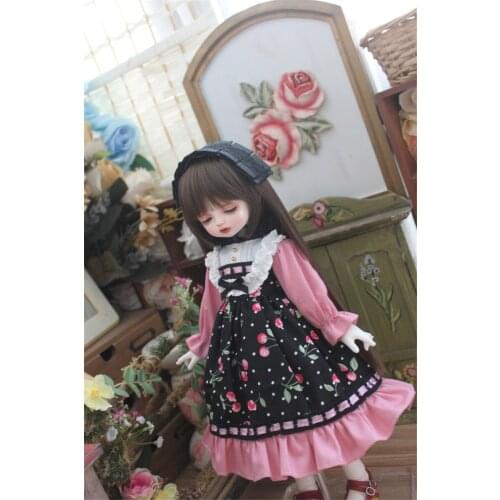 BJD Doll Dress Fits to 1/3 1/4 1/6 Blythes Size Cherry Smash Flower Mailmaid Minimal Style Dress Doll Accessories (Skirt + Tiara