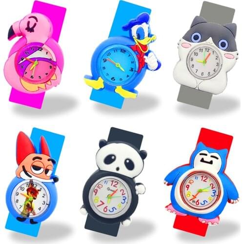 Cartoon Flamingo Watch Kids Children Watches Boys Girls Student Clock 3D Panda/owl/fox Animal Baby Toy Child Birthday Party Gift