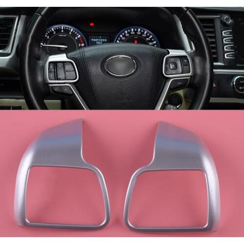 CITALL 1Pair Silver Steering Wheel Frame Trim ABS Fit For Toyota Highlander Kluger 2014 2015 2016 2017 2018 2019 Car Styling