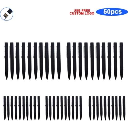 Fashion hot 50pcs free logo ballpoint pen metal creative USB flash drive USB 2.0 4GB 8GB 16GB 32GB 64GB External Storage memory