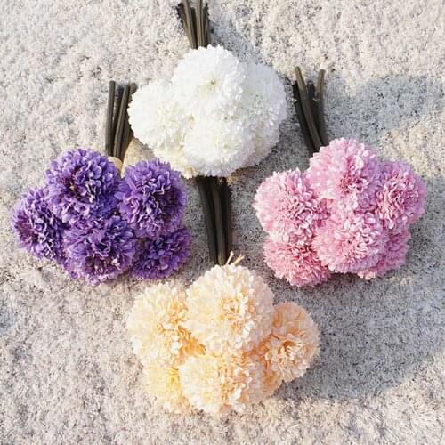 6 Heads silk flower Ball White Dandelion artificial flowers birthday home wedding decoration accessories fake flowers bouquet