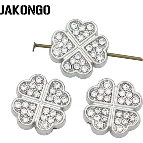JAKONGO Silver Plated Clover Shape Spacer Beads for Jewelry Making Bracelet Jewelry Accessories Handmade Craft 9mm 5pcs