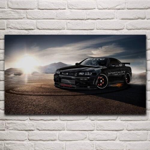 Cool modified GT R R34 drifting supercar jdm sport car fanart living room home wall art decor canvas fabric poster KP308