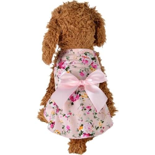 1 PC Summer Dog Cotton Sling Dre Dog Skirt With Big Bowknot Clothes Breathable Cool Dre for Puppy Party Clothing Dog Supplies