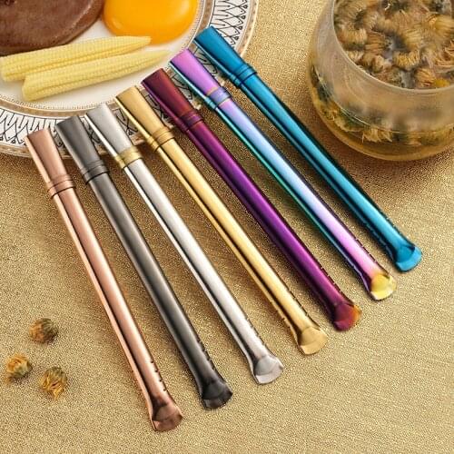 Stainless Steel Drinking Straw Spoon Tea Filter Yerba Mate tea Straws Bombilla Gourd Reusable Tea Tools Bar Accessories