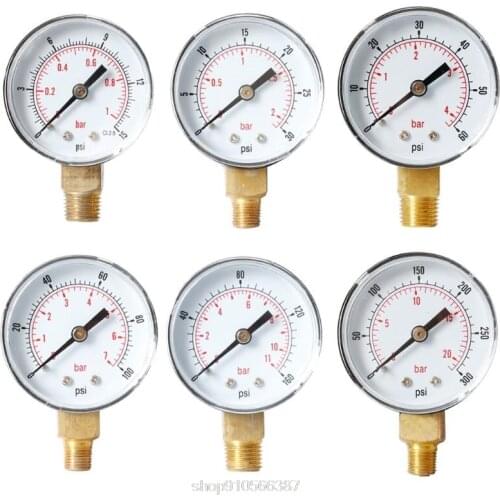 Pressure Gauge 52mm 1/4\" BSPT Vertical 15,30,60,100,150,300 PSI & Bar Bottom Mount N04 20 Dropshipping