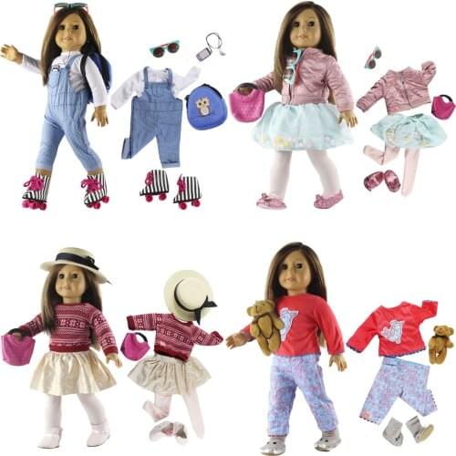 Fashion Doll Clothes Set Toy Clothing Outfit for 18" American Doll Casual Clothes Many Style for Choice B12