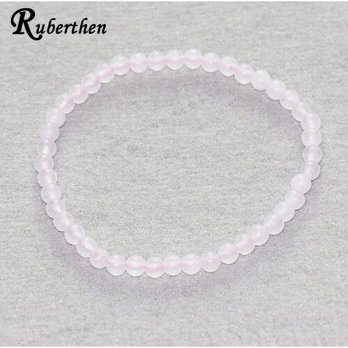 Ruberthen Rose Quart z Bracelet 4 mm Stone Beads Bracelet Mini Gem Stone Energy Bracelet