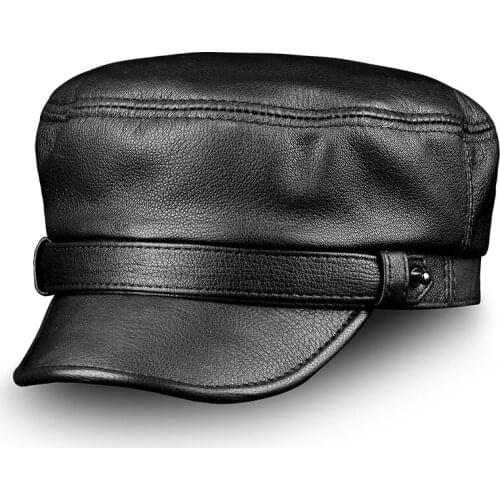 2020 new real leather hat female student hat Women fashion hat genuine leather winter ear cap 50% off