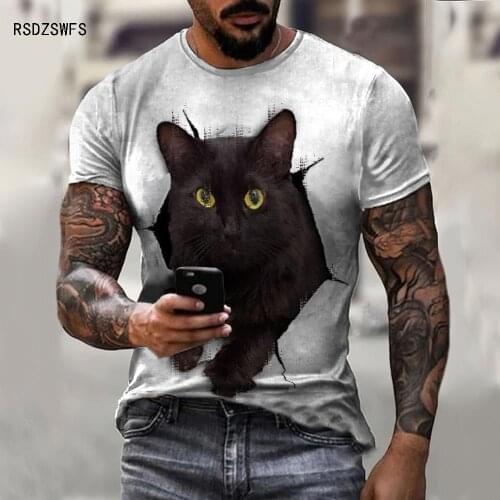 New For 2021 Cool Oversized T-Shirt For Men Women Cats Cartoon Cat Print 3d T Shirt Summer Boys Girls Short Sleeve T Shirts Tees