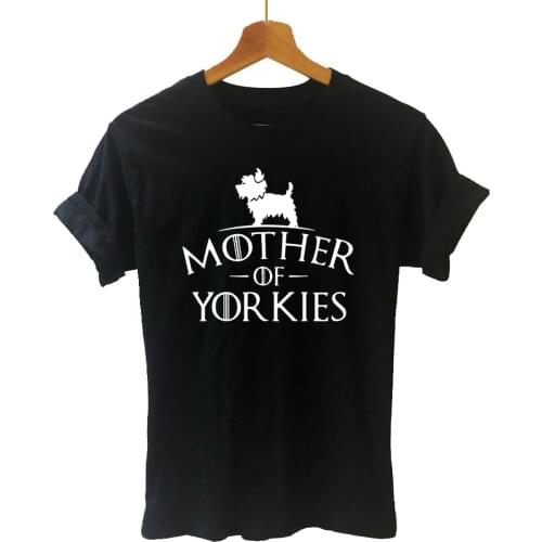 New Mother of Yorkies Yorkshire Terrier Mom T Shirt Short Sleeve O-Neck Cotton T-shirt Girls Tee Tops Woman Clothing